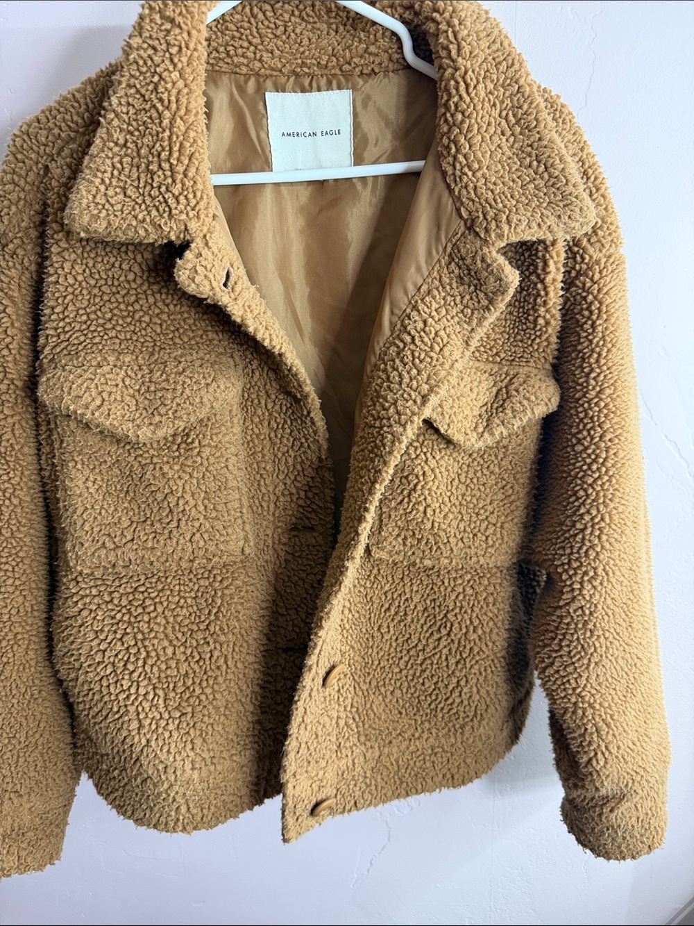 American Eagle Outfitters Tan Teddy Sherpa Jacket